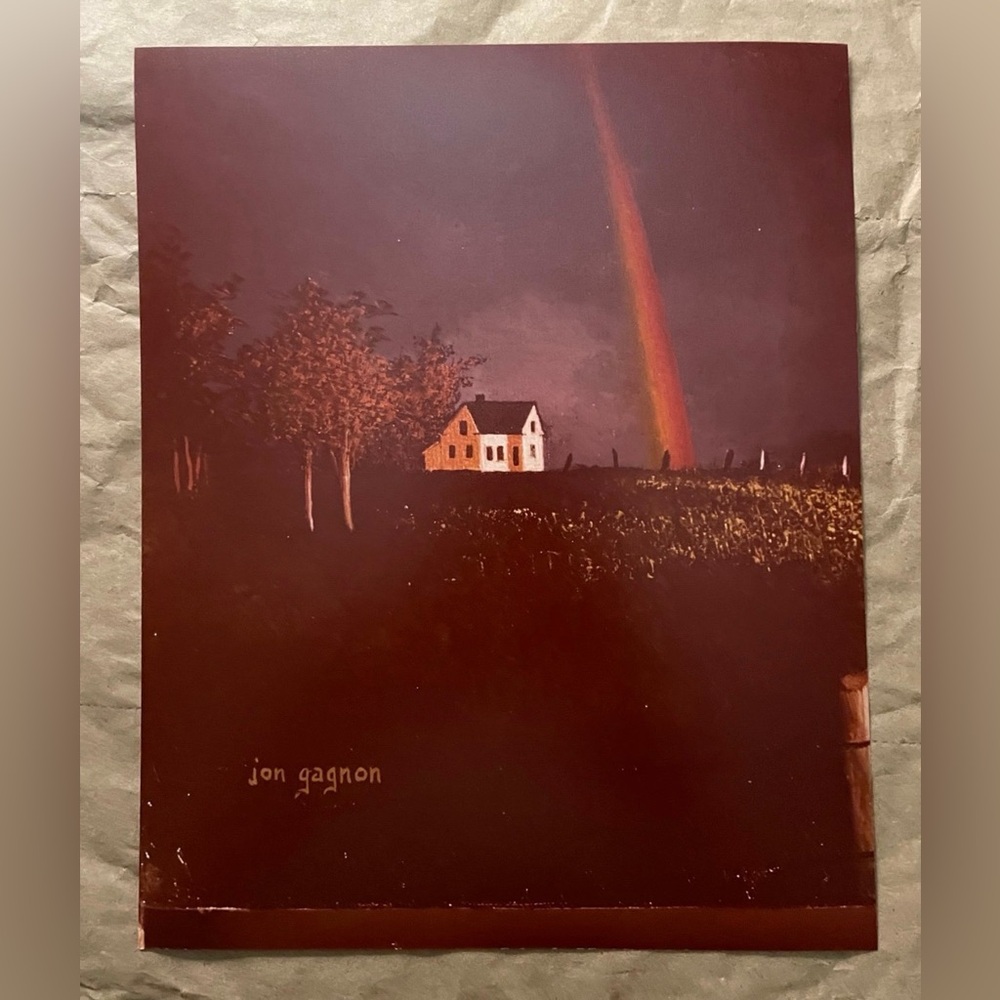 Jon Gagnon NWT Vintage Art Print House W/Rainbow Landscape 8x10